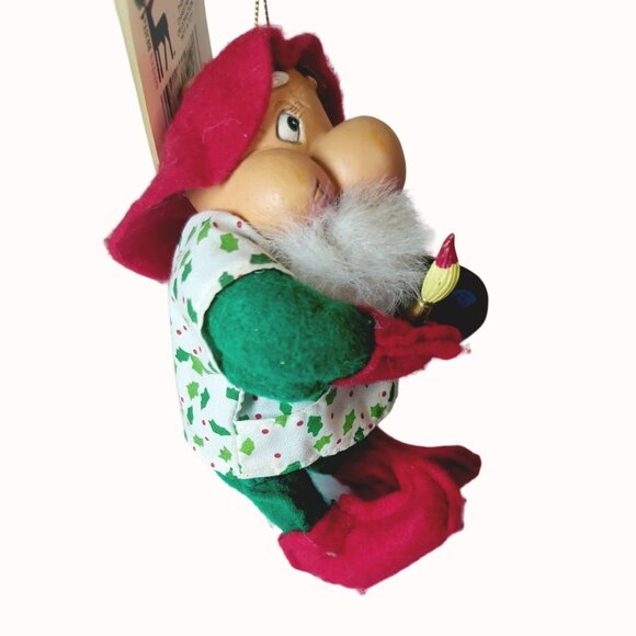 Vintage 1992 Santas Best Stubby Super Artist SantakinsPoseable Christmas Ornamen - Picture 2 of 6